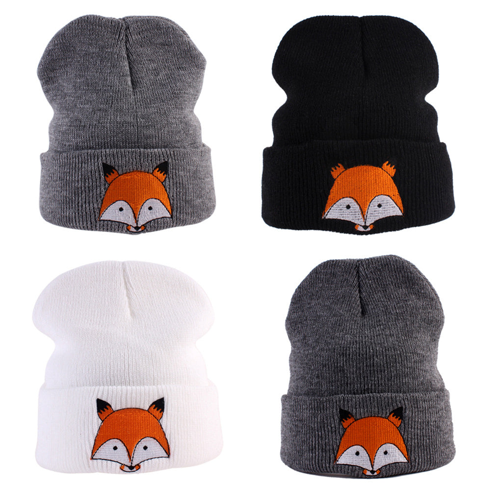 Winter Kids Toddlers Baby Girls Boys Fox Pattern Knitted Warm Hat Beanie Cap