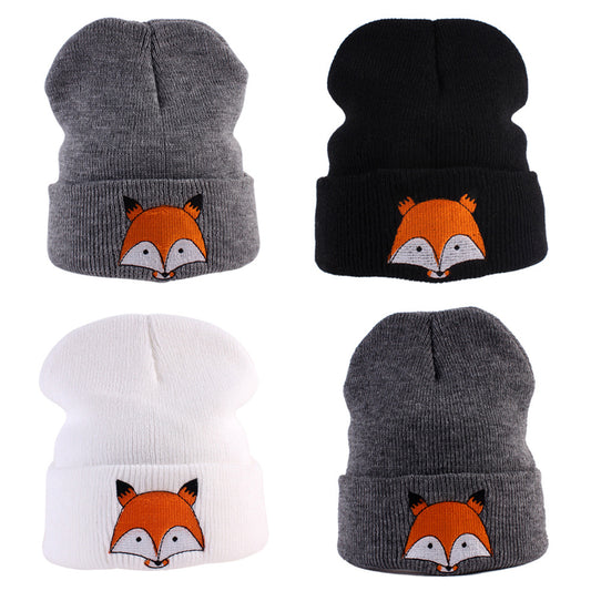 Winter Kids Toddlers Baby Girls Boys Fox Pattern Knitted Warm Hat Beanie Cap