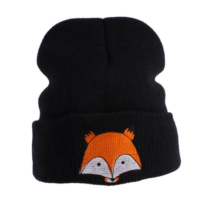 Invierno niños niños bebés niñas niños zorro patrón tejido cálido sombrero gorro