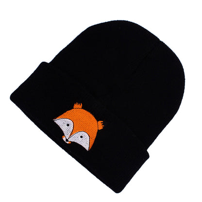 Invierno niños niños bebés niñas niños zorro patrón tejido cálido sombrero gorro