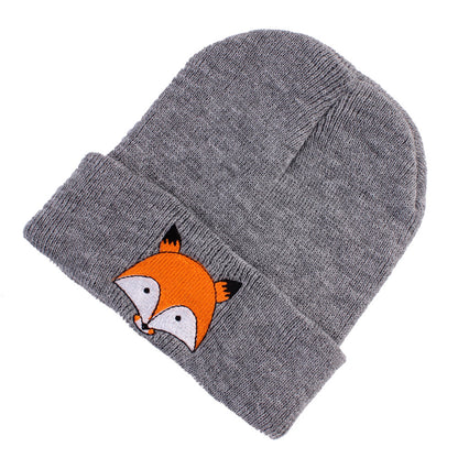 Winter Kids Toddlers Baby Girls Boys Fox Pattern Knitted Warm Hat Beanie Cap