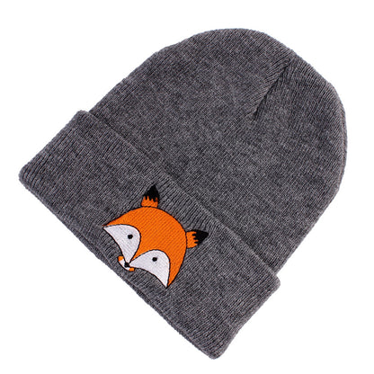 Winter Kids Toddlers Baby Girls Boys Fox Pattern Knitted Warm Hat Beanie Cap