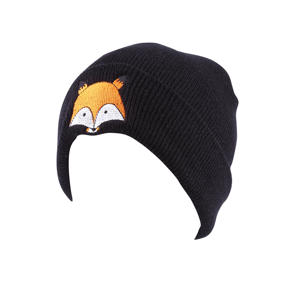 Invierno niños niños bebés niñas niños zorro patrón tejido cálido sombrero gorro