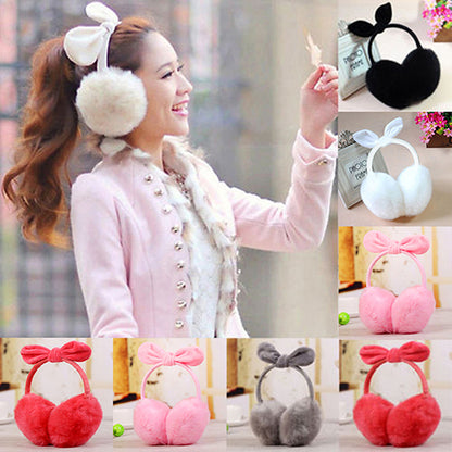 Women Fashion Rabbit Ear Faux Rabbit Fur Earmuffs Soft Warmer Winter Earwarmers