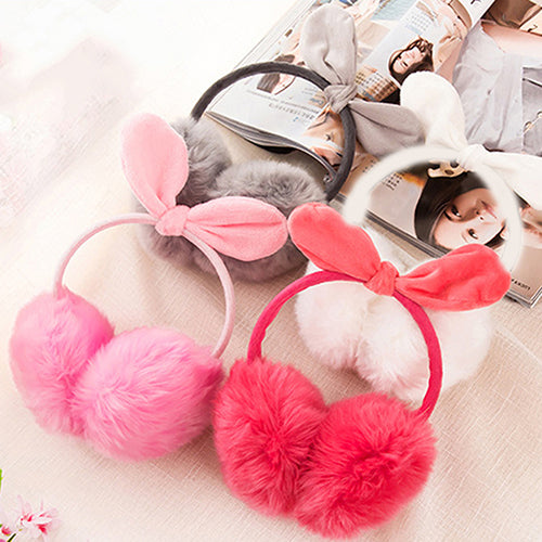 Women Fashion Rabbit Ear Faux Rabbit Fur Earmuffs Soft Warmer Winter Earwarmers