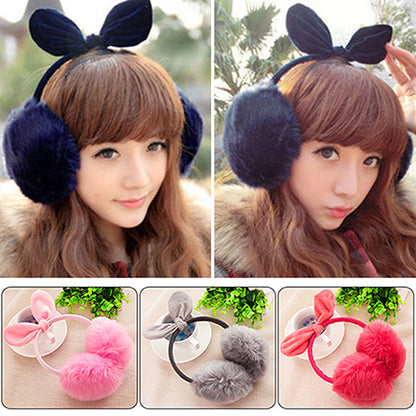 Women Fashion Rabbit Ear Faux Rabbit Fur Earmuffs Soft Warmer Winter Earwarmers