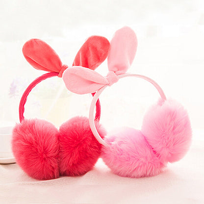 Women Fashion Rabbit Ear Faux Rabbit Fur Earmuffs Soft Warmer Winter Earwarmers