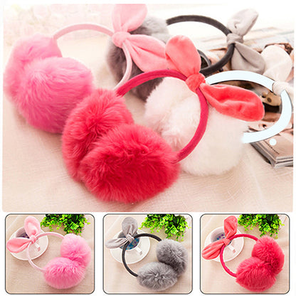 Women Fashion Rabbit Ear Faux Rabbit Fur Earmuffs Soft Warmer Winter Earwarmers