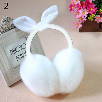 Women Fashion Rabbit Ear Faux Rabbit Fur Earmuffs Soft Warmer Winter Earwarmers