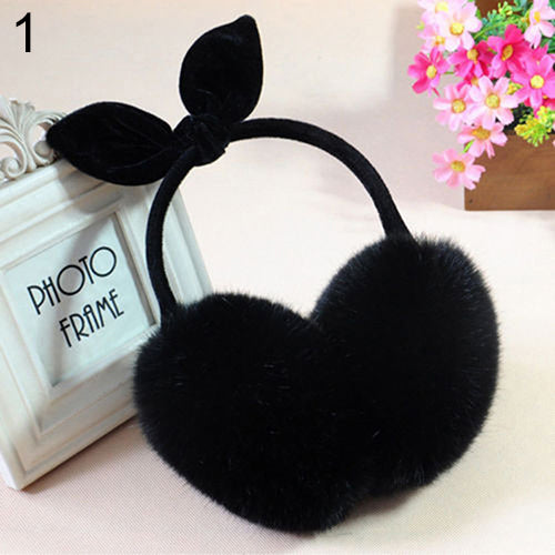 Women Fashion Rabbit Ear Faux Rabbit Fur Earmuffs Soft Warmer Winter Earwarmers