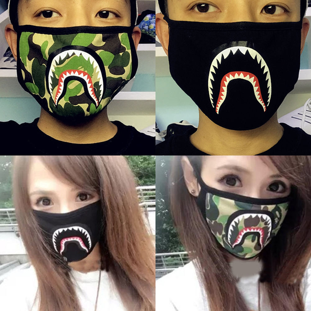 1Pc Fashion Black/Camouflage Shark Mouth-muffle Anti-dust Cotton Face Mask