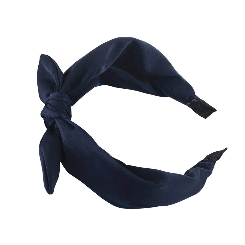 Women Solid Color Bow-Knot Hair Hoop Hairband Wide Edge Headband Accessories