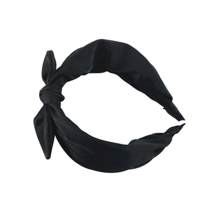 Women Solid Color Bow-Knot Hair Hoop Hairband Wide Edge Headband Accessories