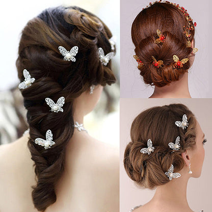 6 Pcs Butterfly U Shaped Hairpin Headwear