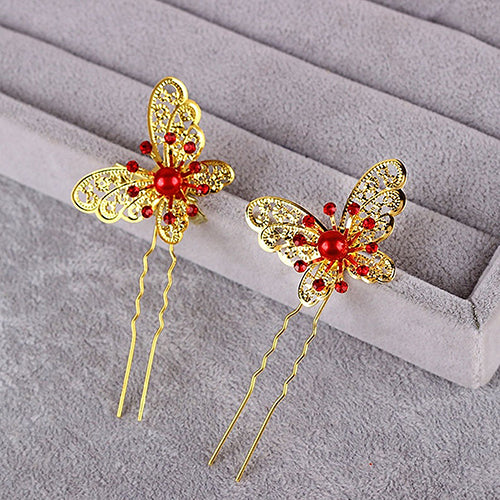 6 Pcs Butterfly U Shaped Hairpin Headwear