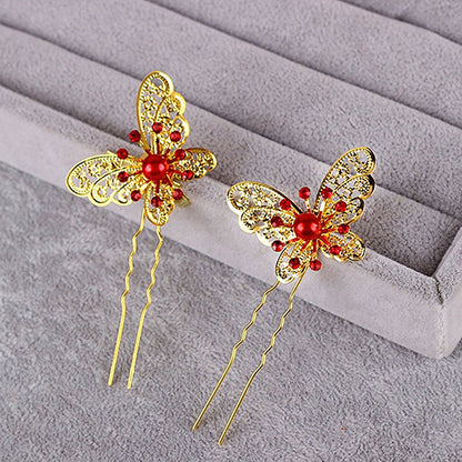 6 Pcs Butterfly U Shaped Hairpin Headwear