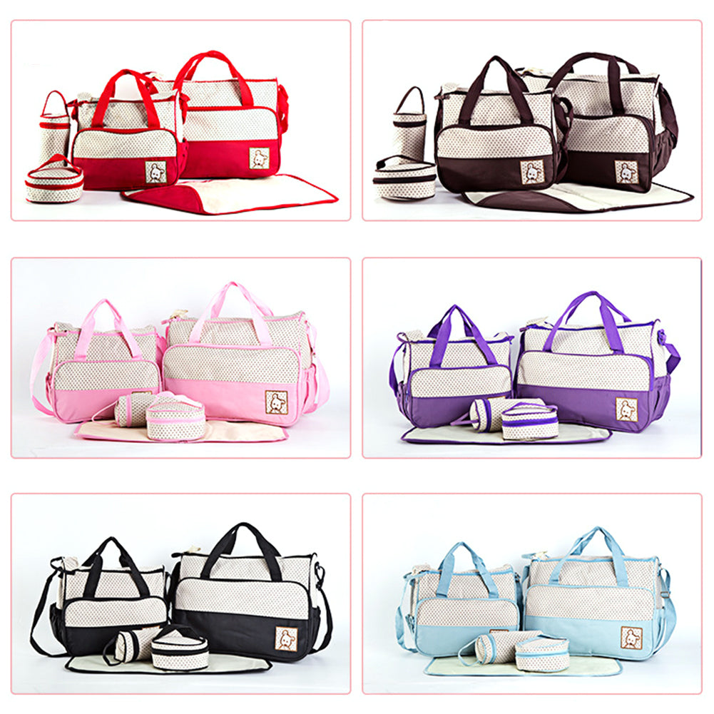 5Pcs Large Capacity Maternity Mummy Handbag Baby Stroller Nappy Diaper Bag Set