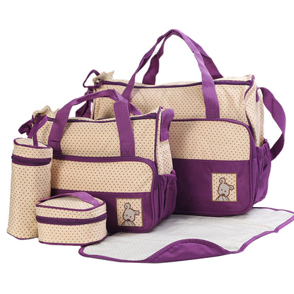 Conjunto de bolsa de pañales para cochecito de bebé, bolso de maternidad de gran capacidad, 5 uds.