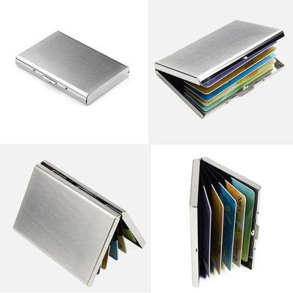 2pcs Stainless Steel Quality Credit Card Holder Men Slim Anti Protect Travel ID Holder Women Wallet Metal Case