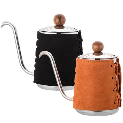 500ml Microfiber Leather Wrap Stainless Steel Tea Pot Coffee Kettle Kitchen Tool