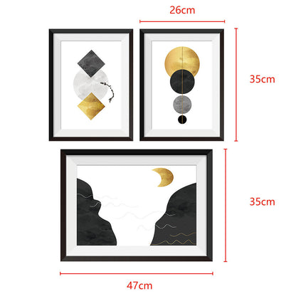 3Pcs/Set Minimalism Moon Fake Frame Wall Art Painting Decals Sticker Home Decor