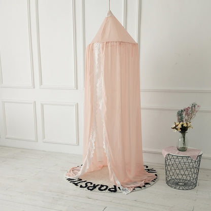 240cm Kids Baby Room Bed Curtain Pointed Dome Lace Chiffon Canopy Mosquito Net