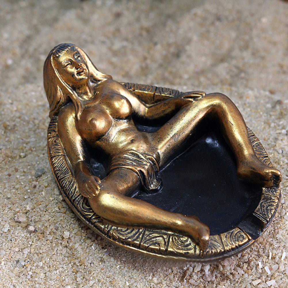 Vintage Style Resin Woman in Bath Tub Ashtray Gothic Cigarette Smoke Butt Holder