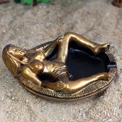 Vintage Style Resin Woman in Bath Tub Ashtray Gothic Cigarette Smoke Butt Holder