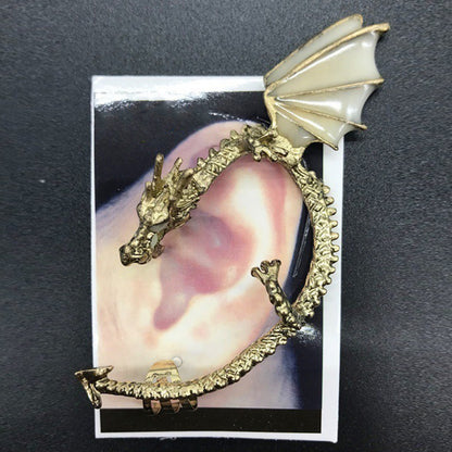 Pendiente de Clip para oreja con forma de dragón luminoso Punk para mujer, joyería sin Piercing, 1 ud.