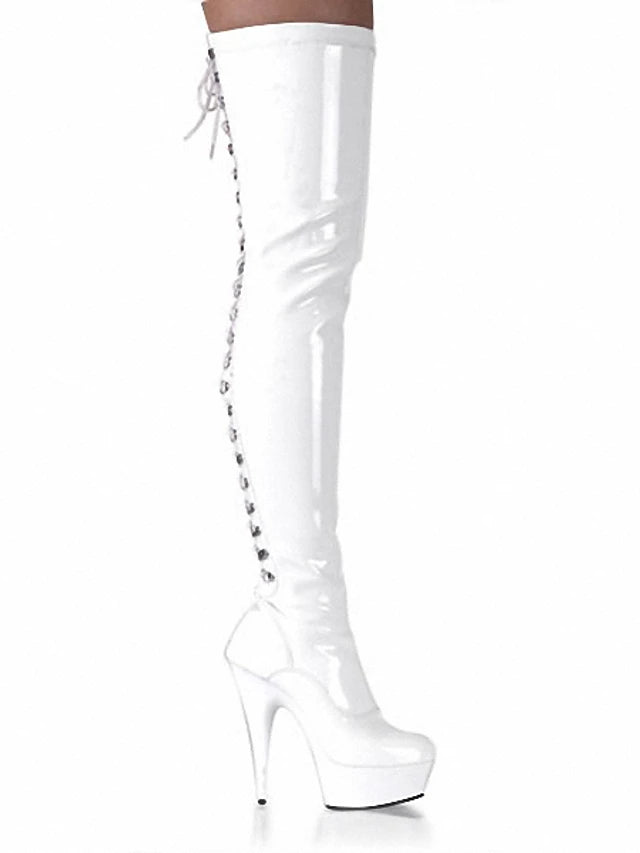 Platform Lace-up Patent Leather Over The Knee Boots / Thigh-high Boots Fashion Boots