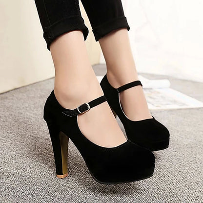 Women's Heels Chunky Heel Pointed Toe Buckle PU(Polyurethane) Light Soles