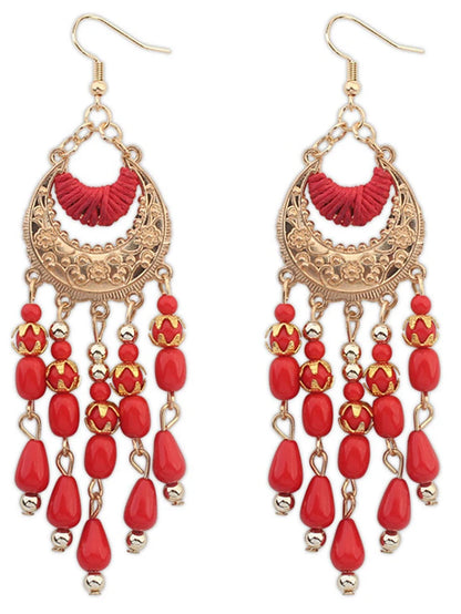 Women's Girls' Hanging Earrings Cheap Ladies Tassel Vintage Party Bohemian Fashion Crystal Resin Gold Plated Earrings Jewelry