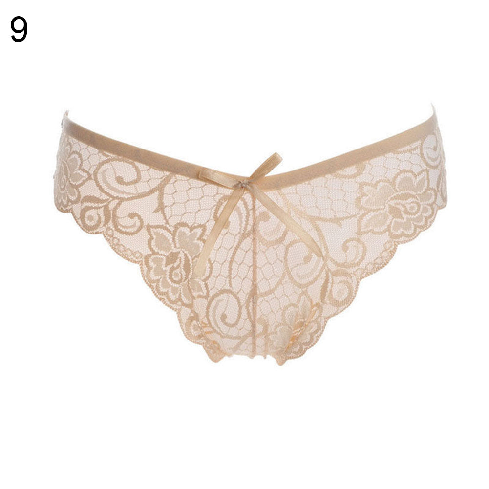 Mujeres Sexy Lace See-through V-string Briefs Bragas Tangas G-string