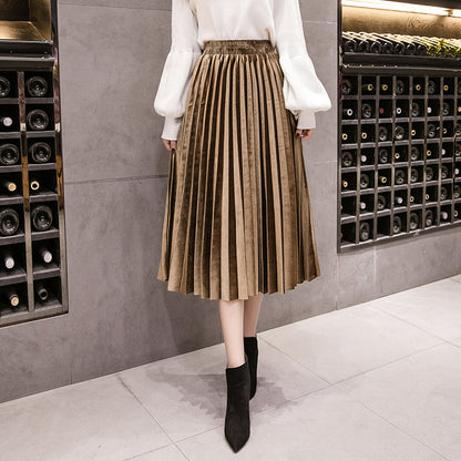 Pleated Mid-length A-line Skirt