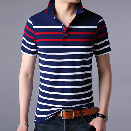 Youth Striped Casual Men's T-shirt Trendy Men's Clothing