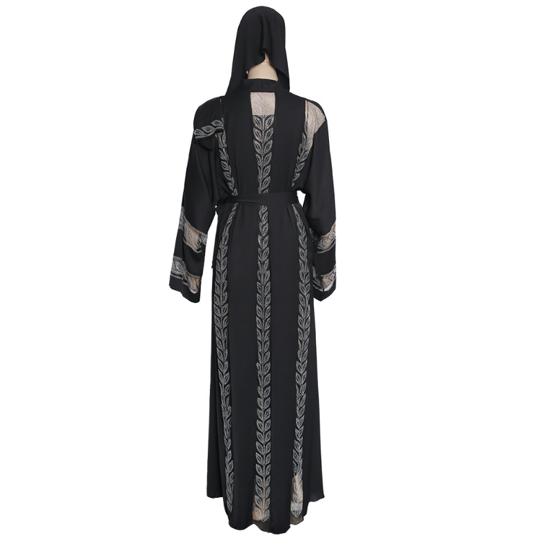 Women's Rhinestone And Mesh Cardigan Robe W/scarf