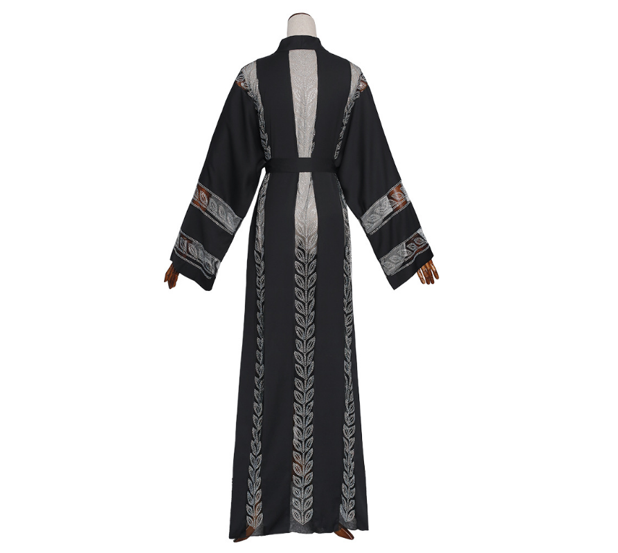 Women's Rhinestone And Mesh Cardigan Robe W/scarf