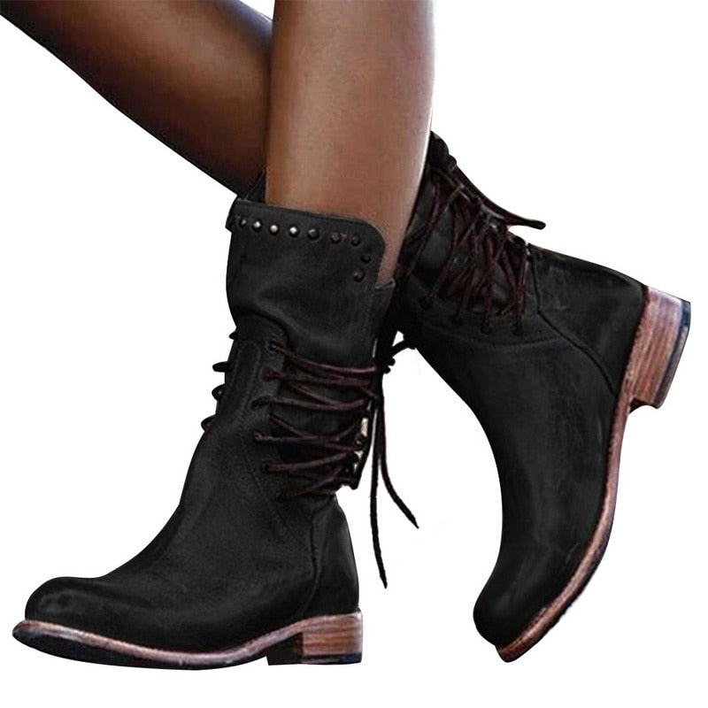 Back Strap Knight Styling Thick Heel Boot