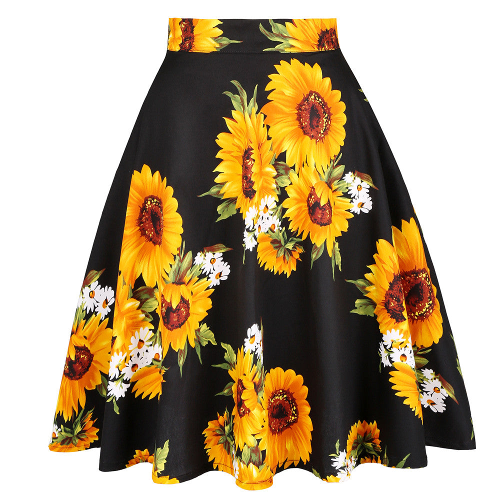 Modern Design Floral Pleated Skirt