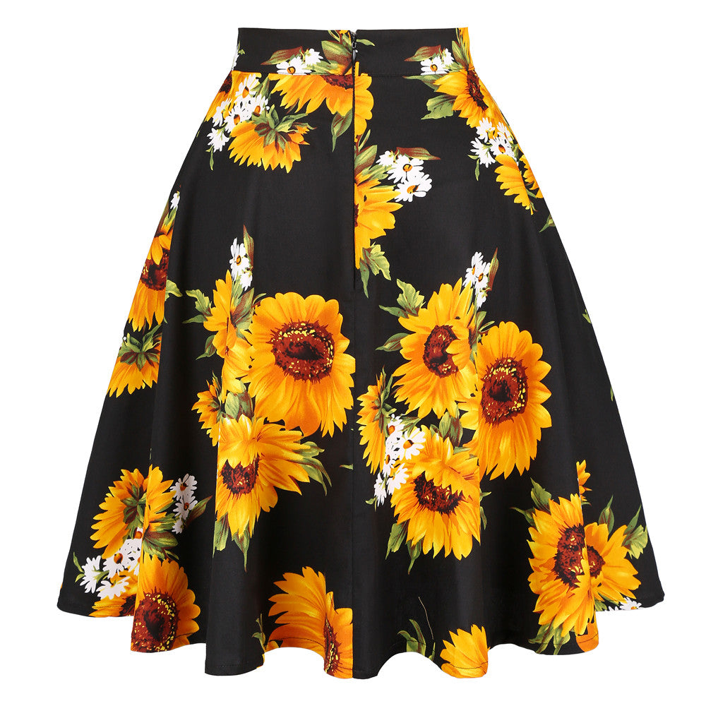 Modern Design Floral Pleated Skirt