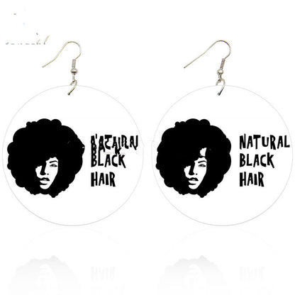 ON SALE!!! 50% OFF!!! Exaggerated African Fashion Wooden Printed Earrings White/Black Letter Earrings