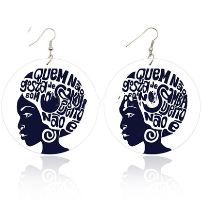 ON SALE!!! 50% OFF!!! Exaggerated African Fashion Wooden Printed Earrings White/Black Letter Earrings