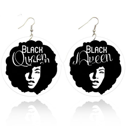 ON SALE!!! 50% OFF!!! Exaggerated African Fashion Wooden Printed Earrings White/Black Letter Earrings