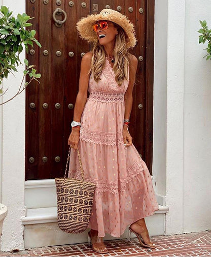 Sexy Deep V Sleeveless Chiffon Summer Dress