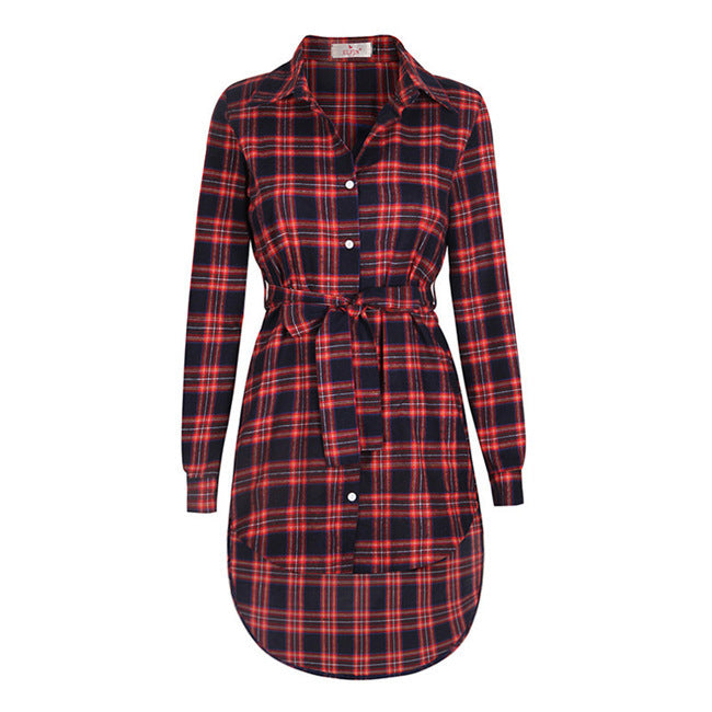 Women's Dress Check Button Dress