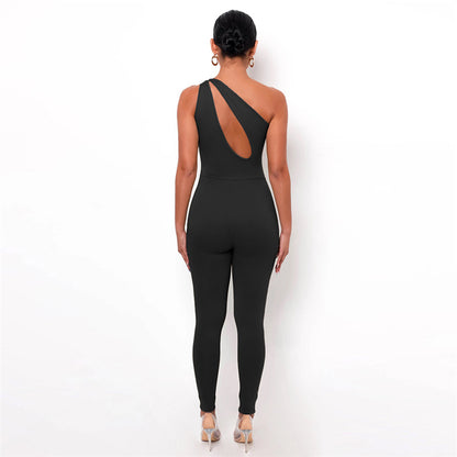 High Waist Tight-Fitting Sleeveless Casual Jumpsuit