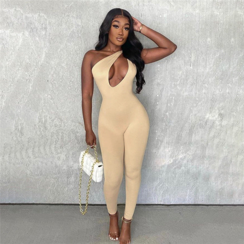 High Waist Tight-Fitting Sleeveless Casual Jumpsuit