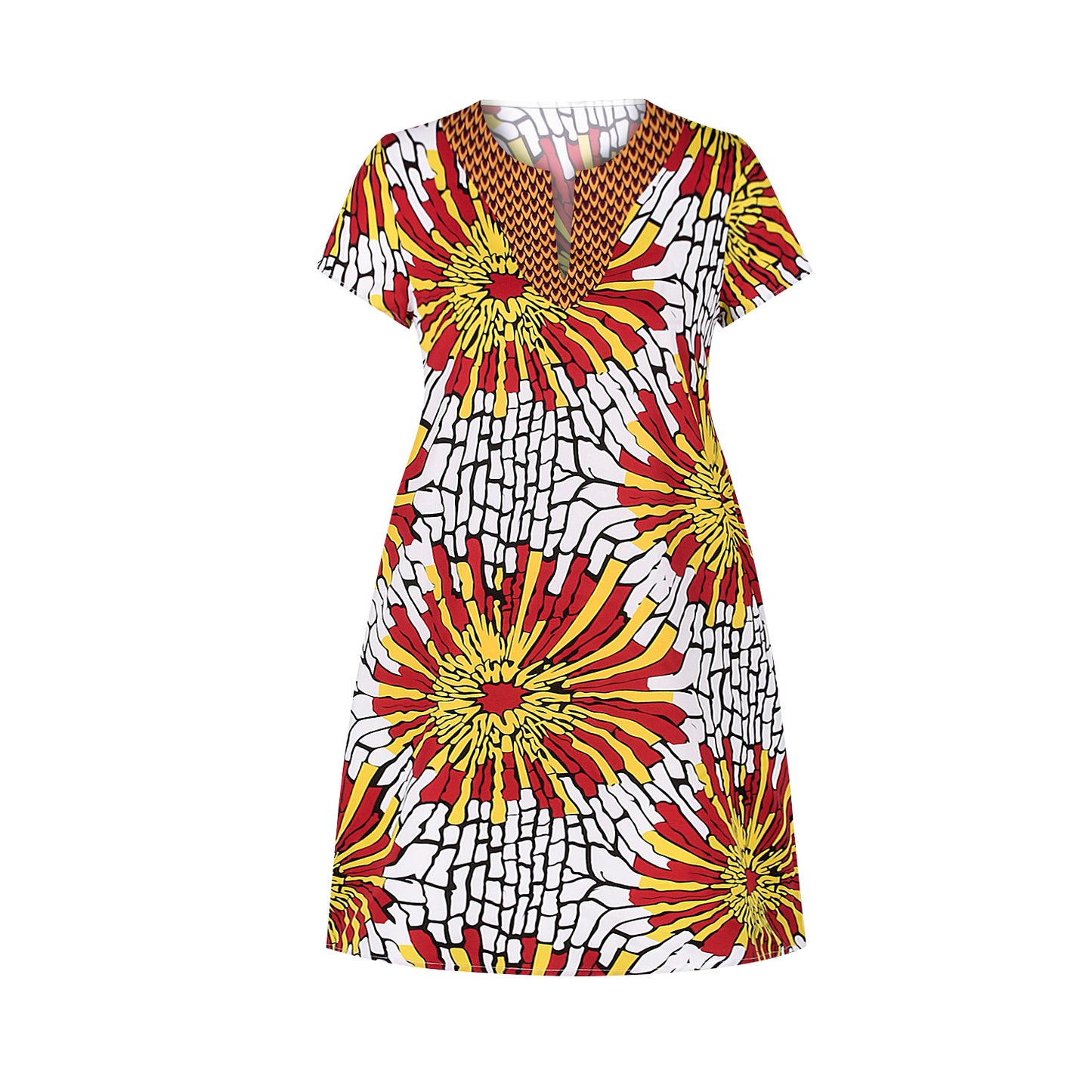 African Style Casual V Stand-Up Collar Short Sleeves