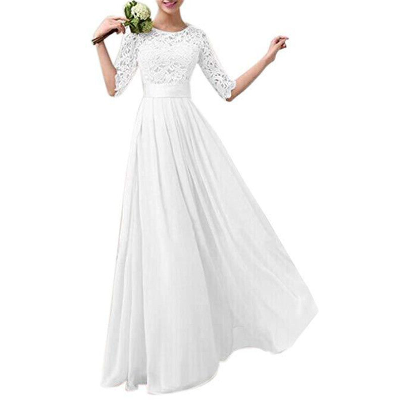 Banquet Evening Dress Five-point Sleeve Lace Chiffon Wedding - The Styky Shack