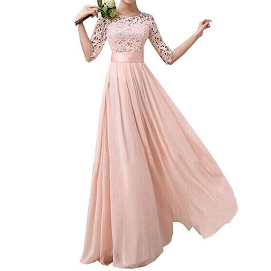 Banquet Evening Dress Five-point Sleeve Lace Chiffon Wedding - The Styky Shack